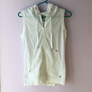Lorna Jane White Mesh Zip-up Hooded Vest XS